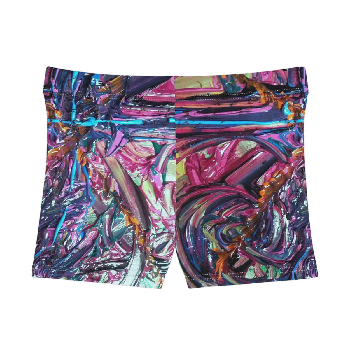 Abstract Neon Swirl Women's Shorts — Colorful AOP Athletic Bike Shorts