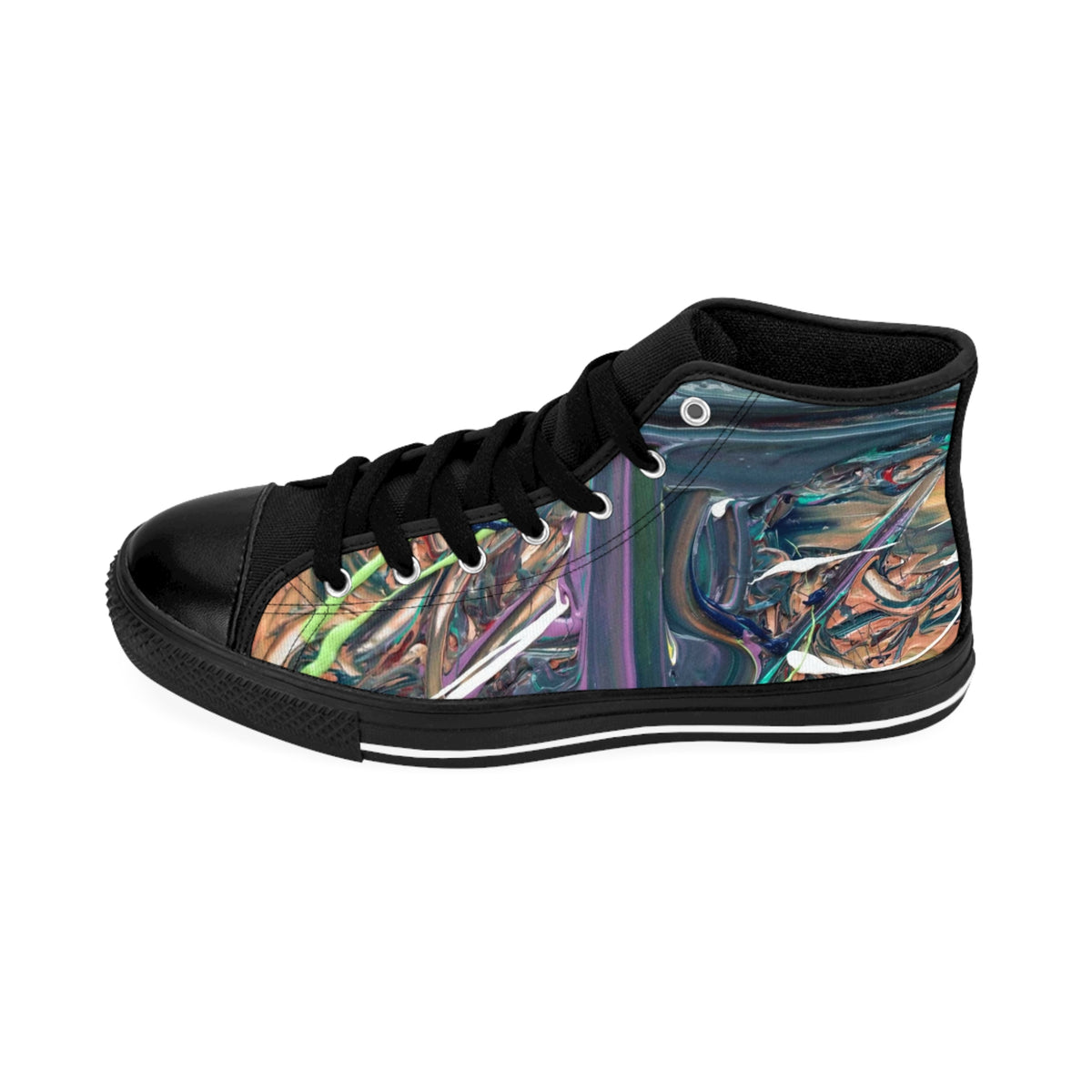 Abstract Urban High-Top Sneakers — Colorful Swirl Art Men's Sneakers