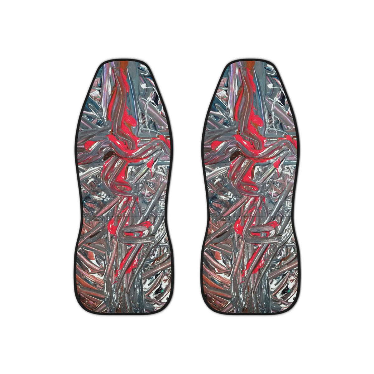 Abstract Red & Gray Car Seat Covers — Modern Artistic Automotive Seat Protector