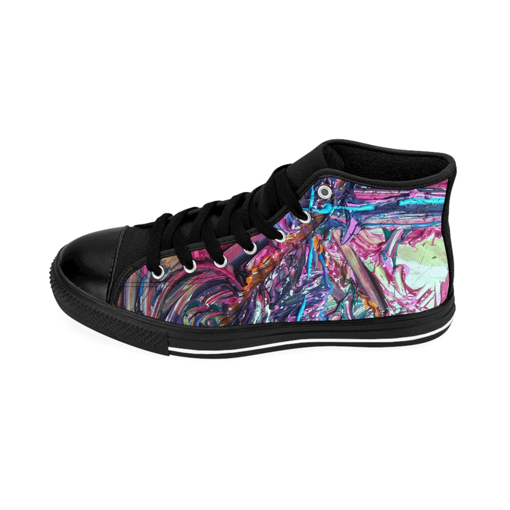 Women's High-Top Sneakers — Abstract Colorful Swirl Art Print
