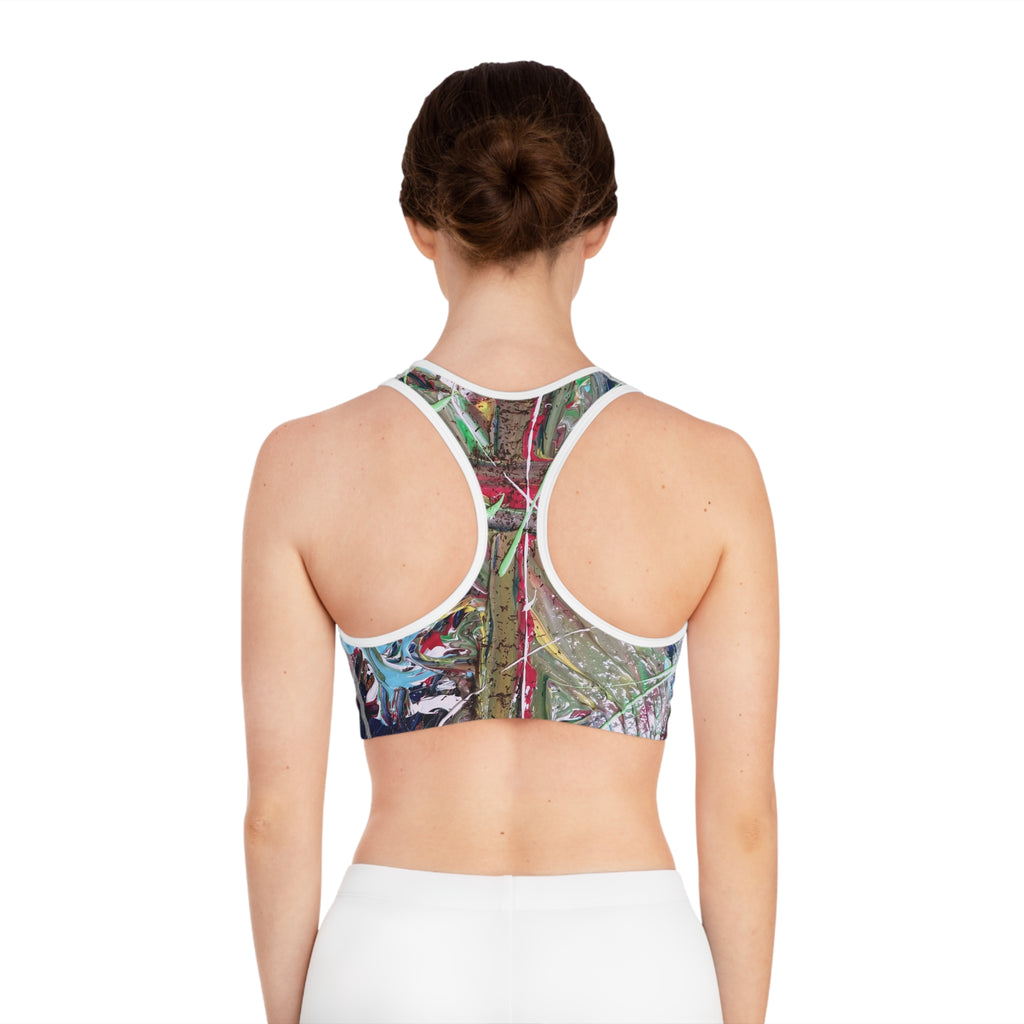 Abstract Paint Splash Sports Bra — Colorful All-Over-Print Activewear