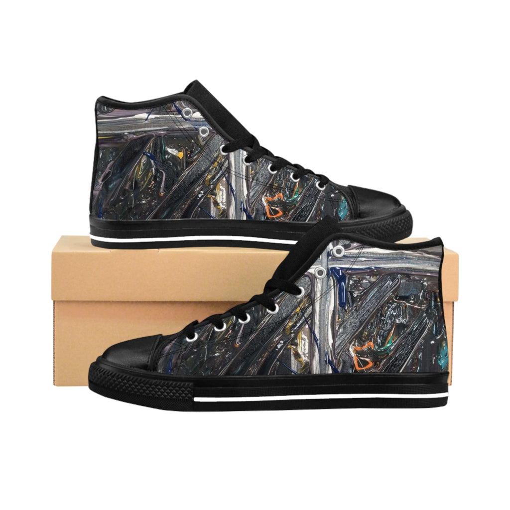 High-Top Sneakers — Abstract Dark Metallic Art Print