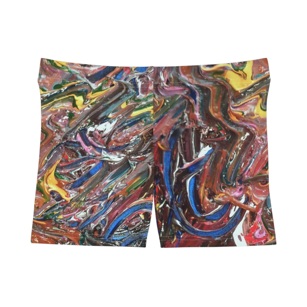 Abstract Paint Swirl Women's Shorts — Colorful Art AOP Activewear