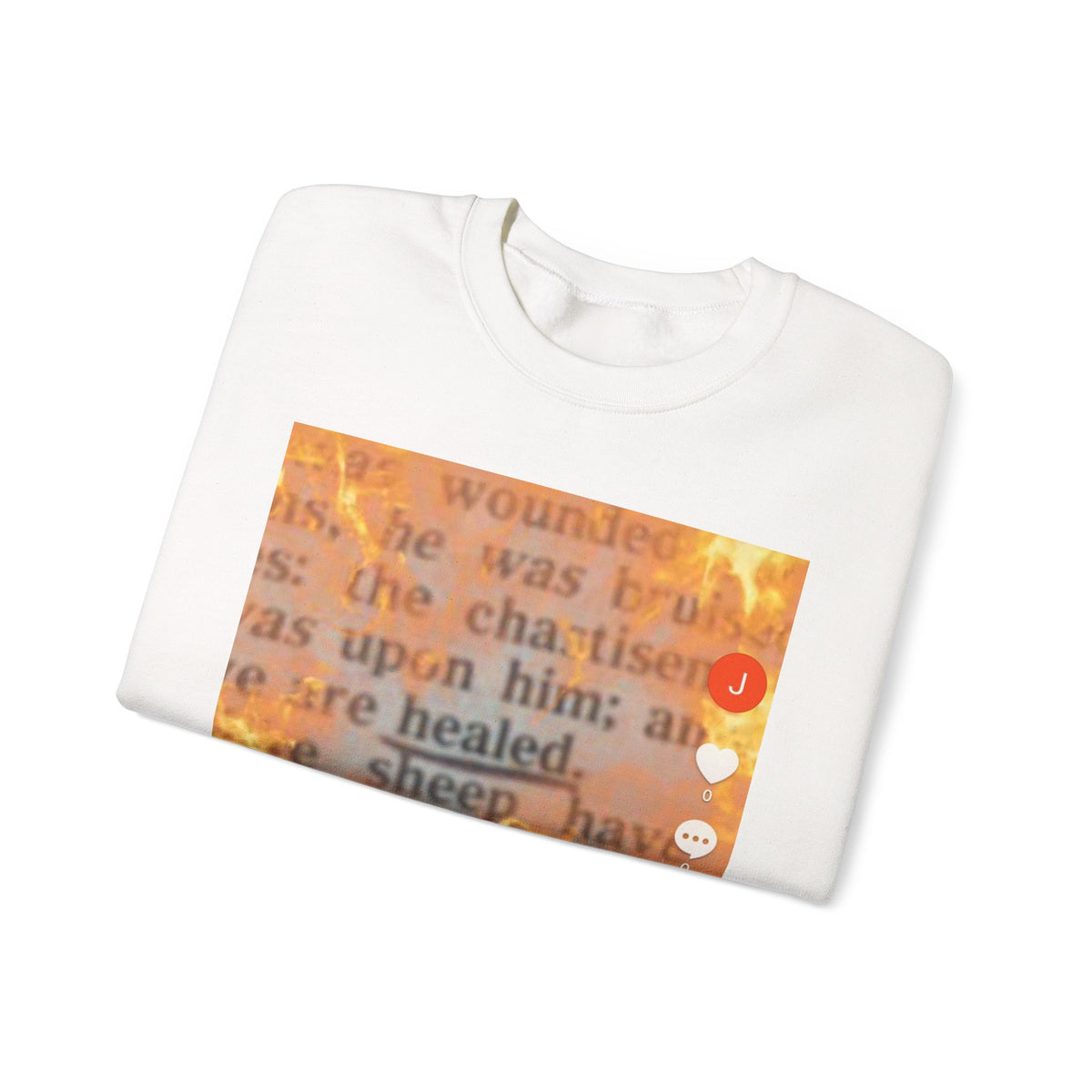 Crewneck Sweatshirt — Vintage Text & Fiery Glass Art Graphic