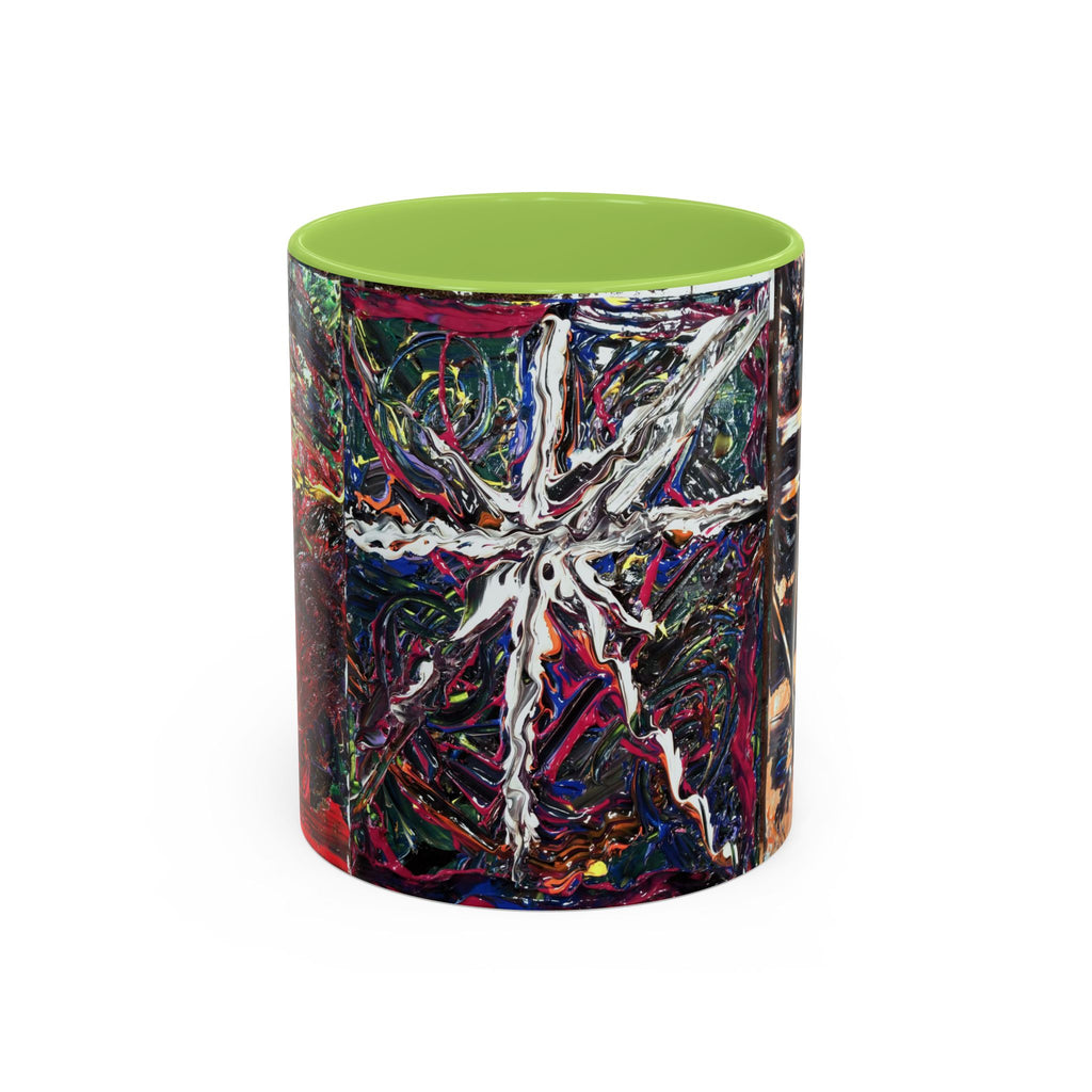 Abstract Starburst Accent Coffee Mug — Colorful Modern Art Ceramic (11/15oz)