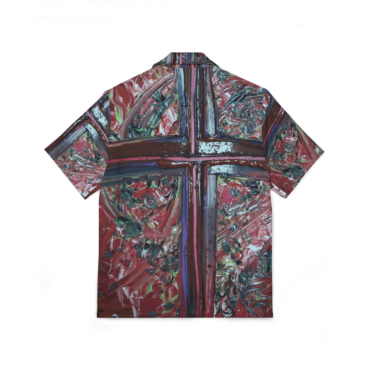 Abstract Cross Pattern Hawaiian Shirt – Men's Artistic Camp Shirt