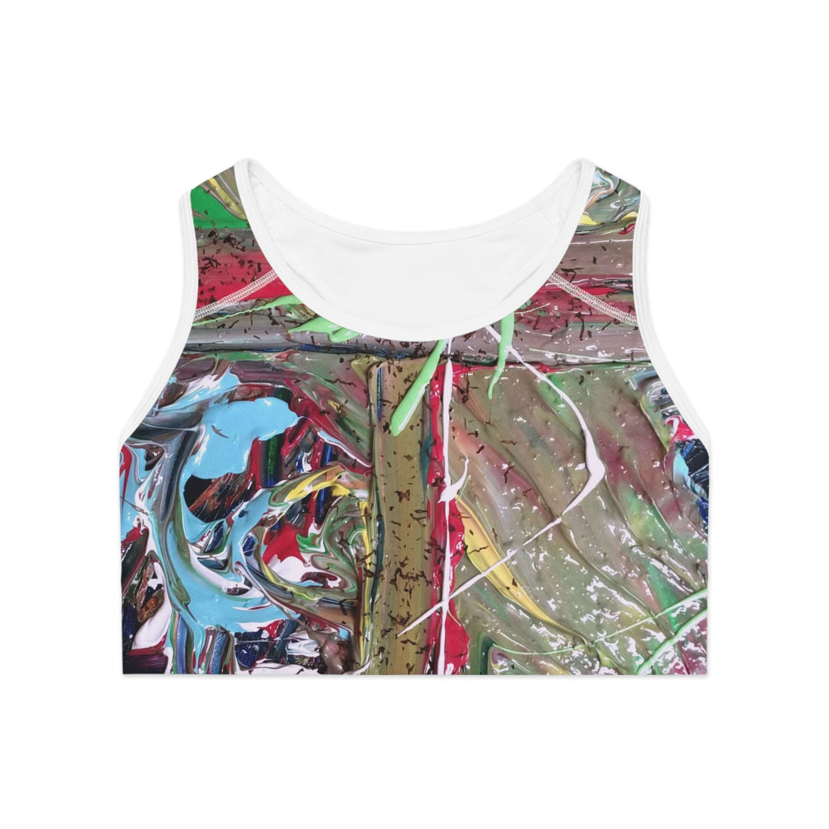Abstract Paint Splash Sports Bra — Colorful All-Over-Print Activewear