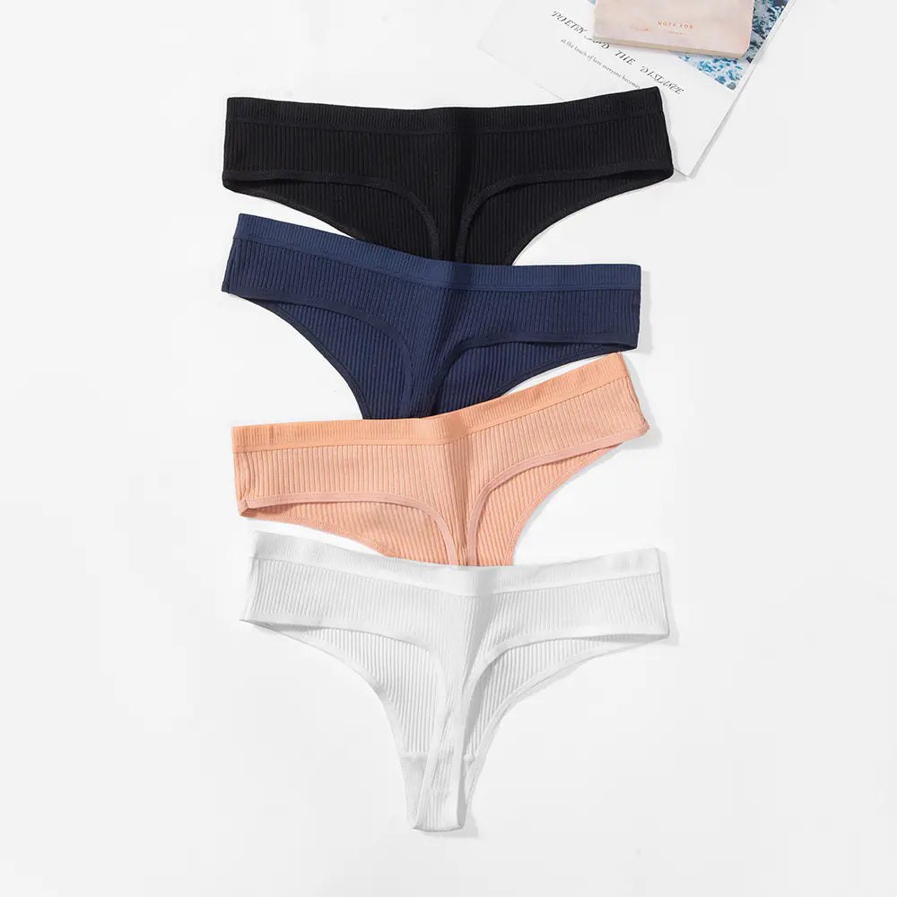 Trendy Solid Color Breathable Low Waist Women's Thongs JahSonFire