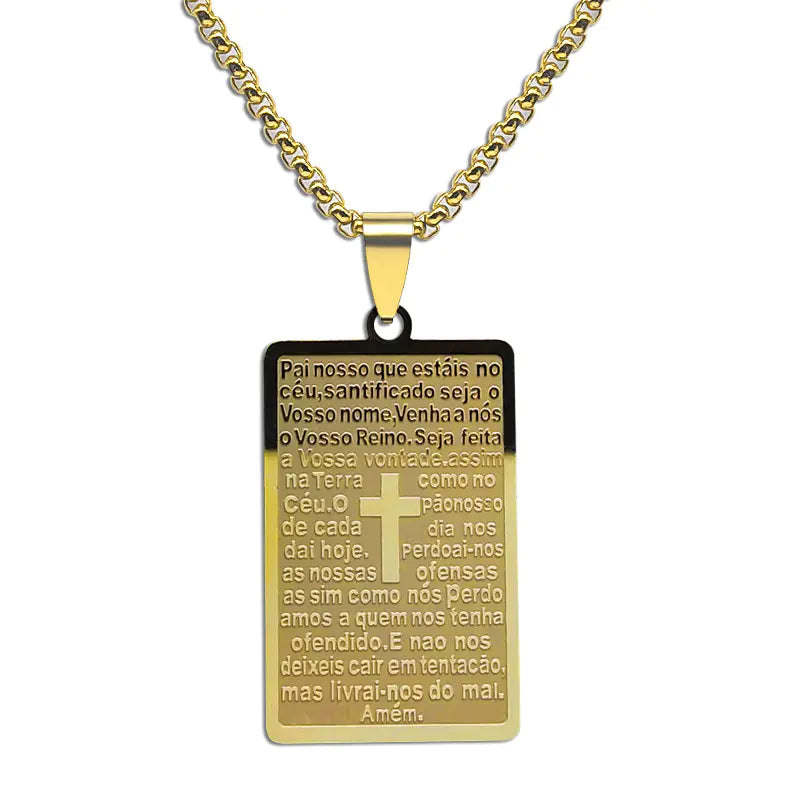 Stainless Steel Bible Prayer Necklace for Men JahSonFire