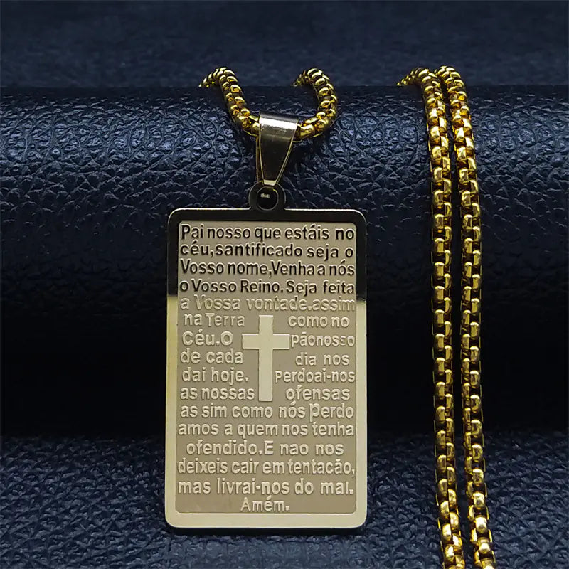 Stainless Steel Bible Prayer Necklace for Men JahSonFire