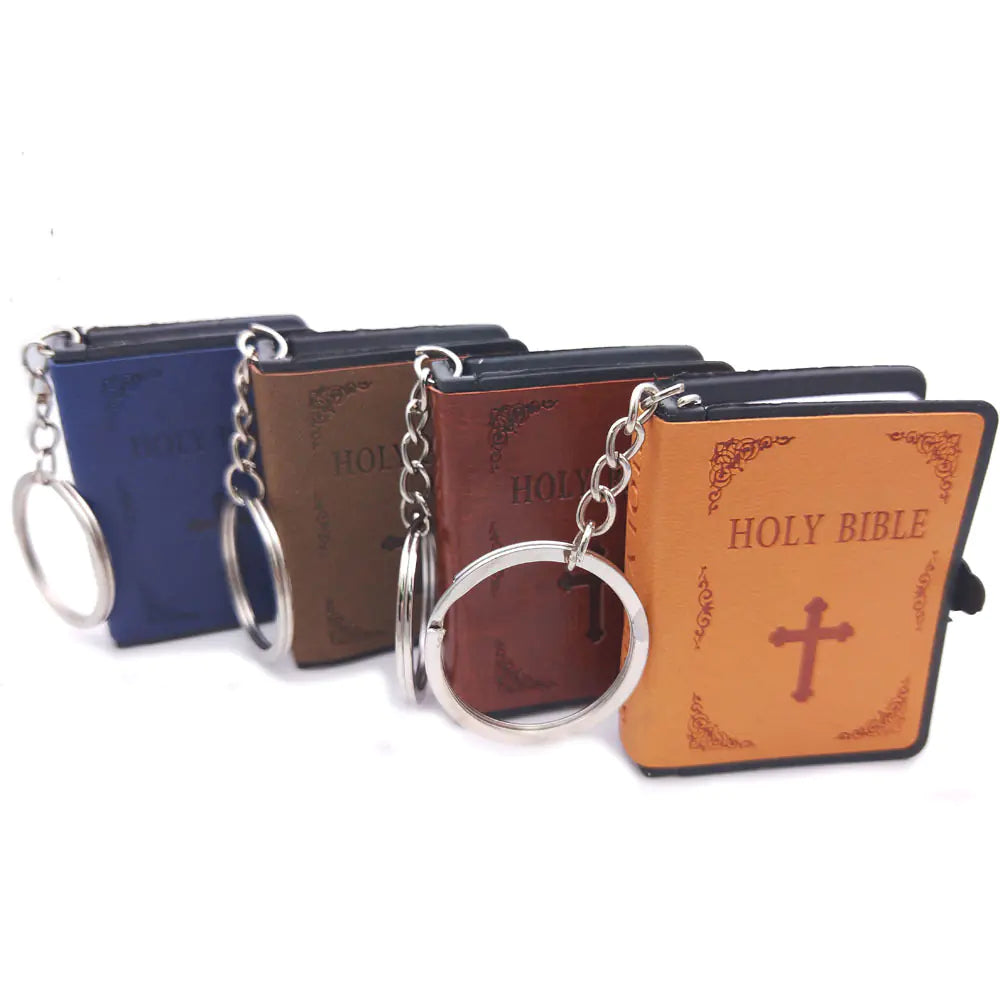 Mini Leather Bible Keychain with Cross Pendant JahSonFire