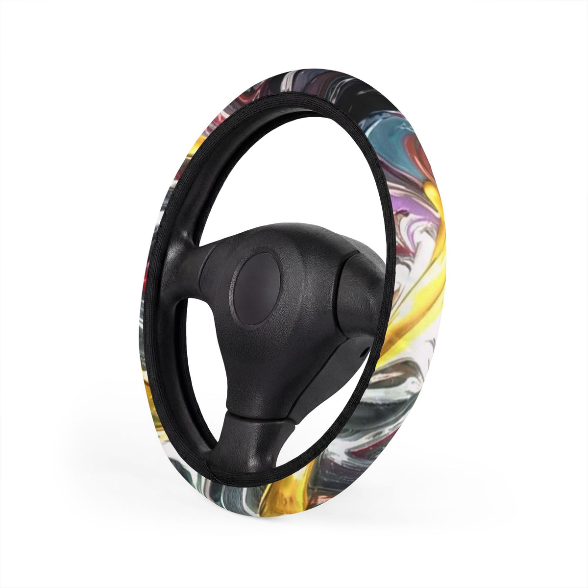 Abstract Color Swirl Steering Wheel Cover — Vibrant Tie-Dye Car Accessory