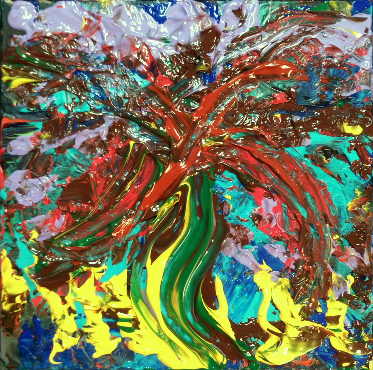 A painting 12x12 palm tree freedom