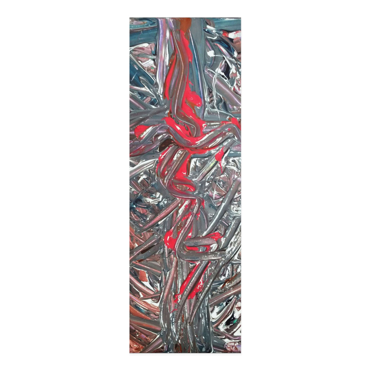 Abstract Red & Charcoal Foam Yoga Mat — Modern Art Fitness Mat