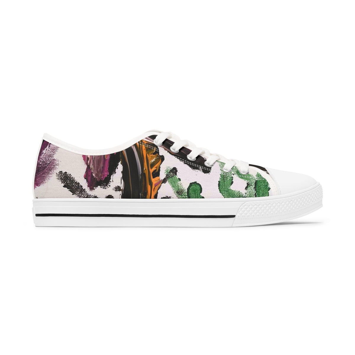 Women's Low Top Sneakers — Colorful Abstract Feather Print Canvas Trainers