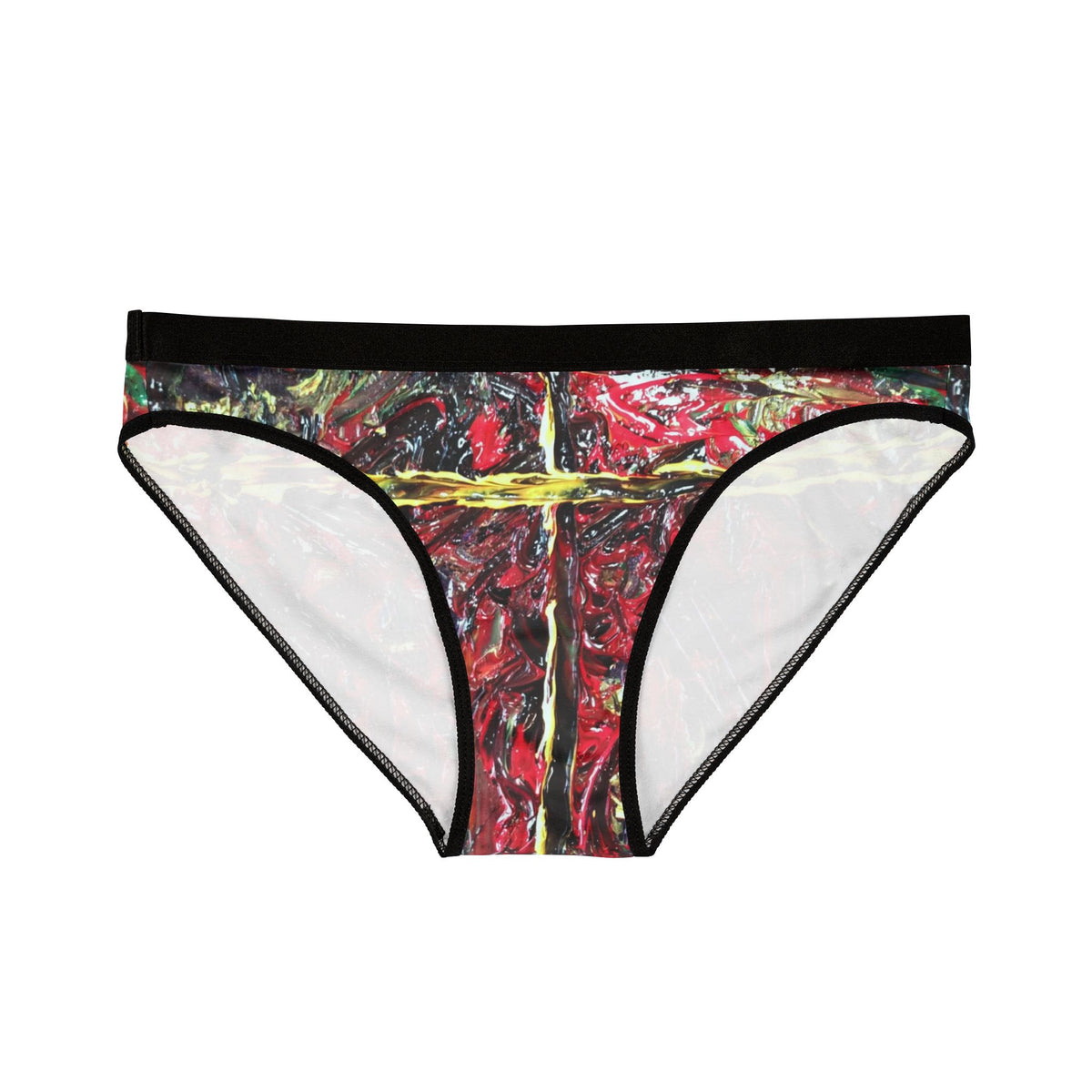 Abstract Red Cross Women's Bikini Briefs — Artistic Painterly Print