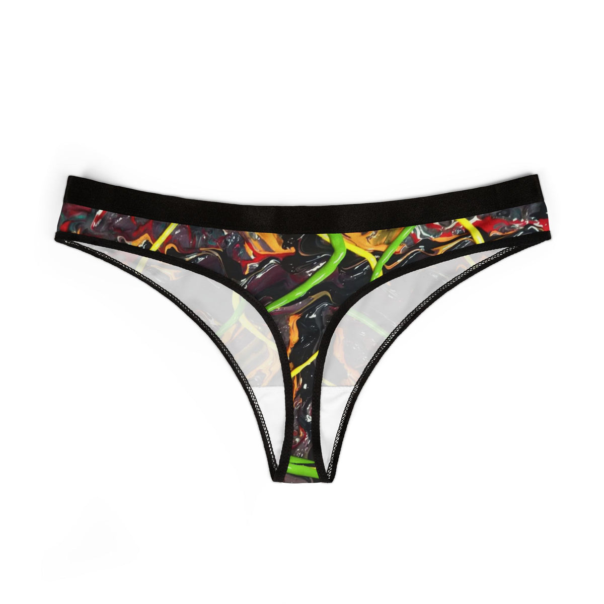 Abstract Neon Drip Women's Thong - Colorful Art Print AOP
