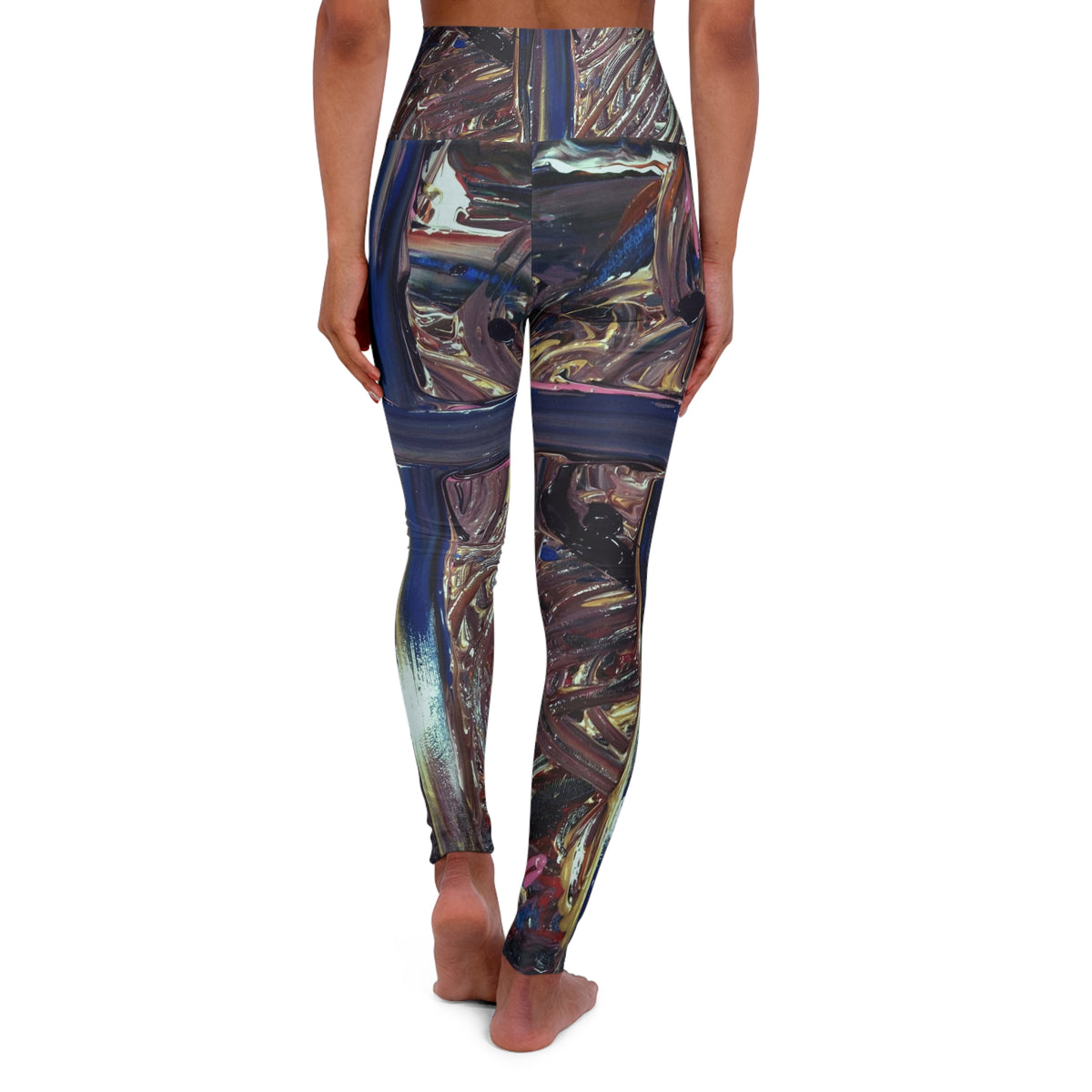 Abstract Metallic Swirl High-Waisted Yoga Leggings