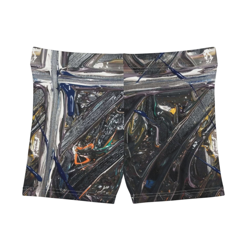 Women's Shorts — Abstract Metallic Paint Swirl AOP