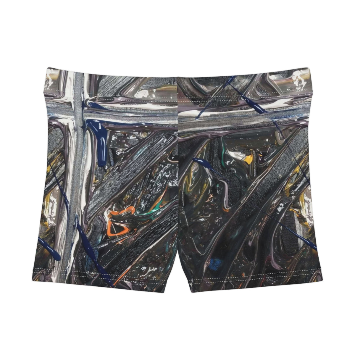 Women's Shorts — Abstract Metallic Paint Swirl AOP