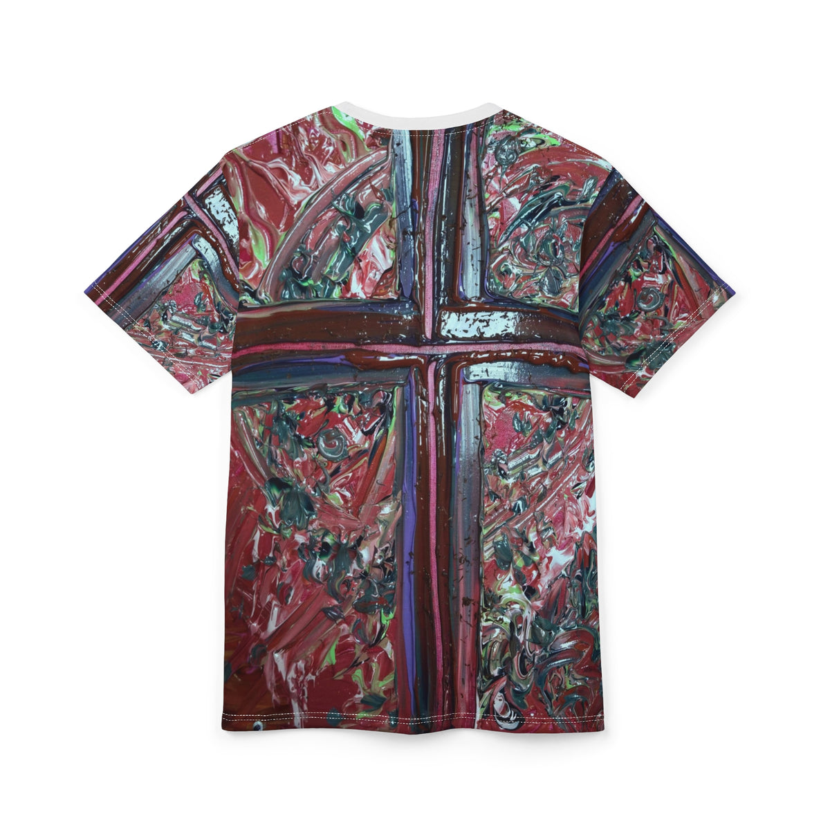 Cross Abstract All-Over Print Tee — Modern Christian Art Shirt