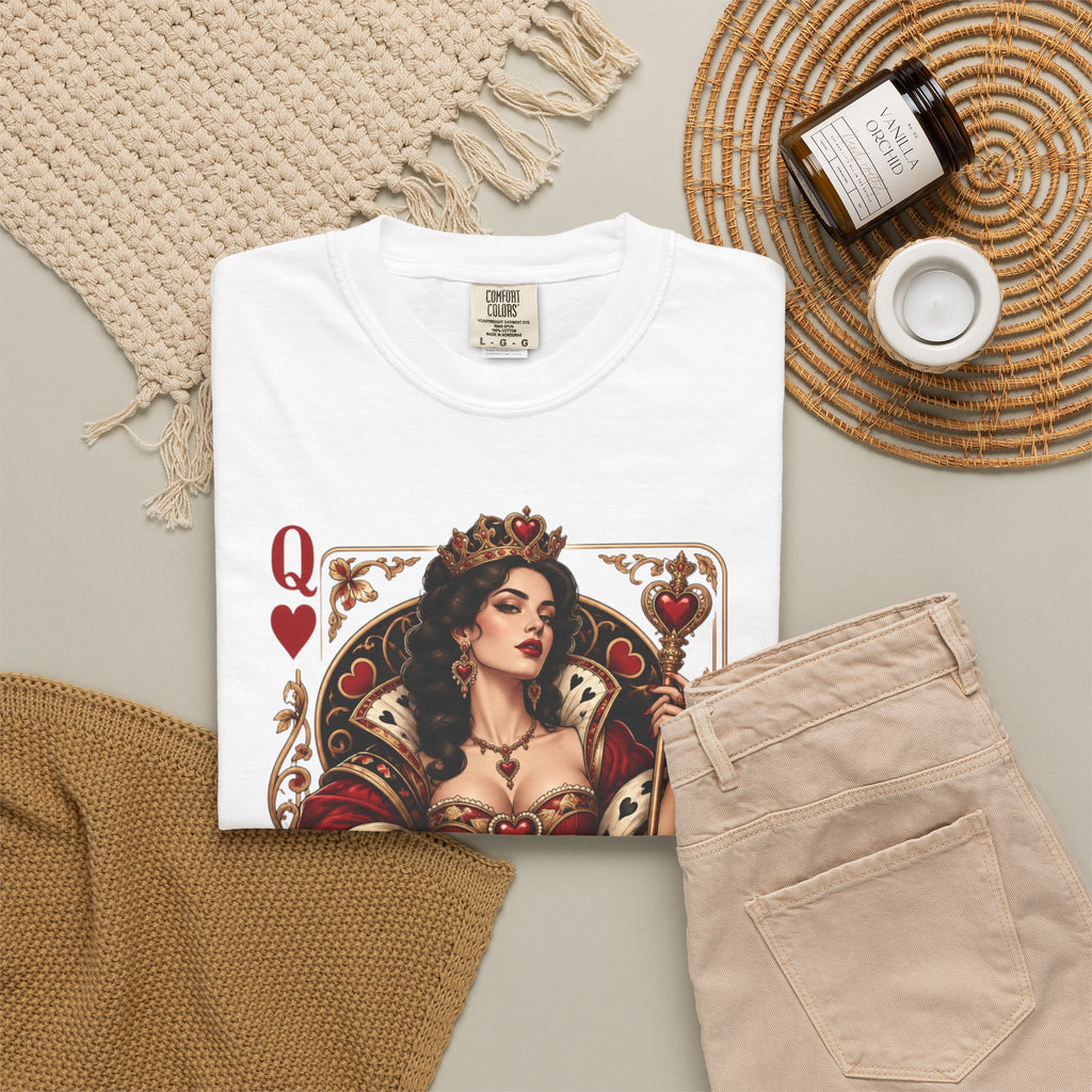 Queen of Hearts Playing Card Graphic T-Shirt