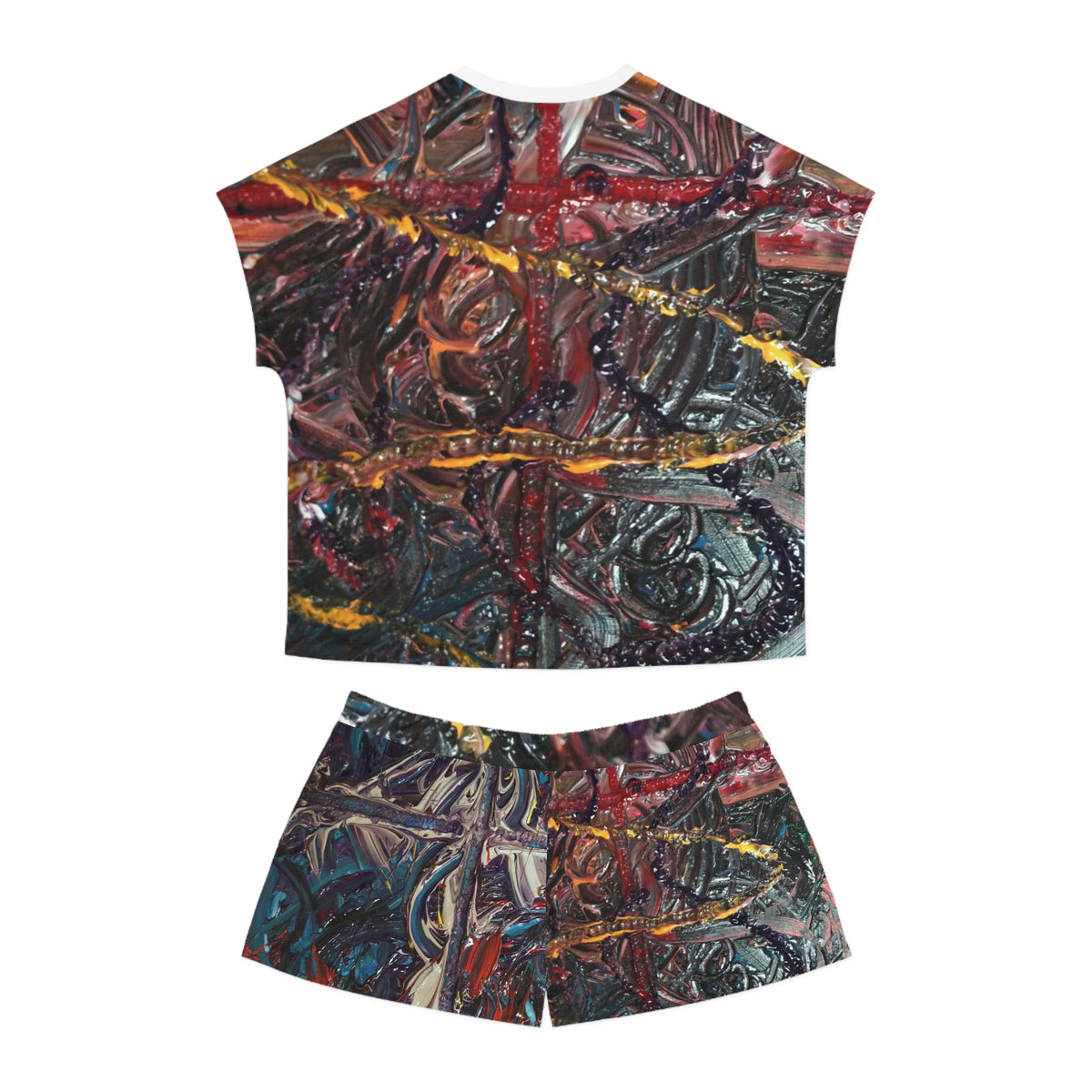 Abstract Art Women's Pajama Set — Colorful Textured AOP Shorts & Top