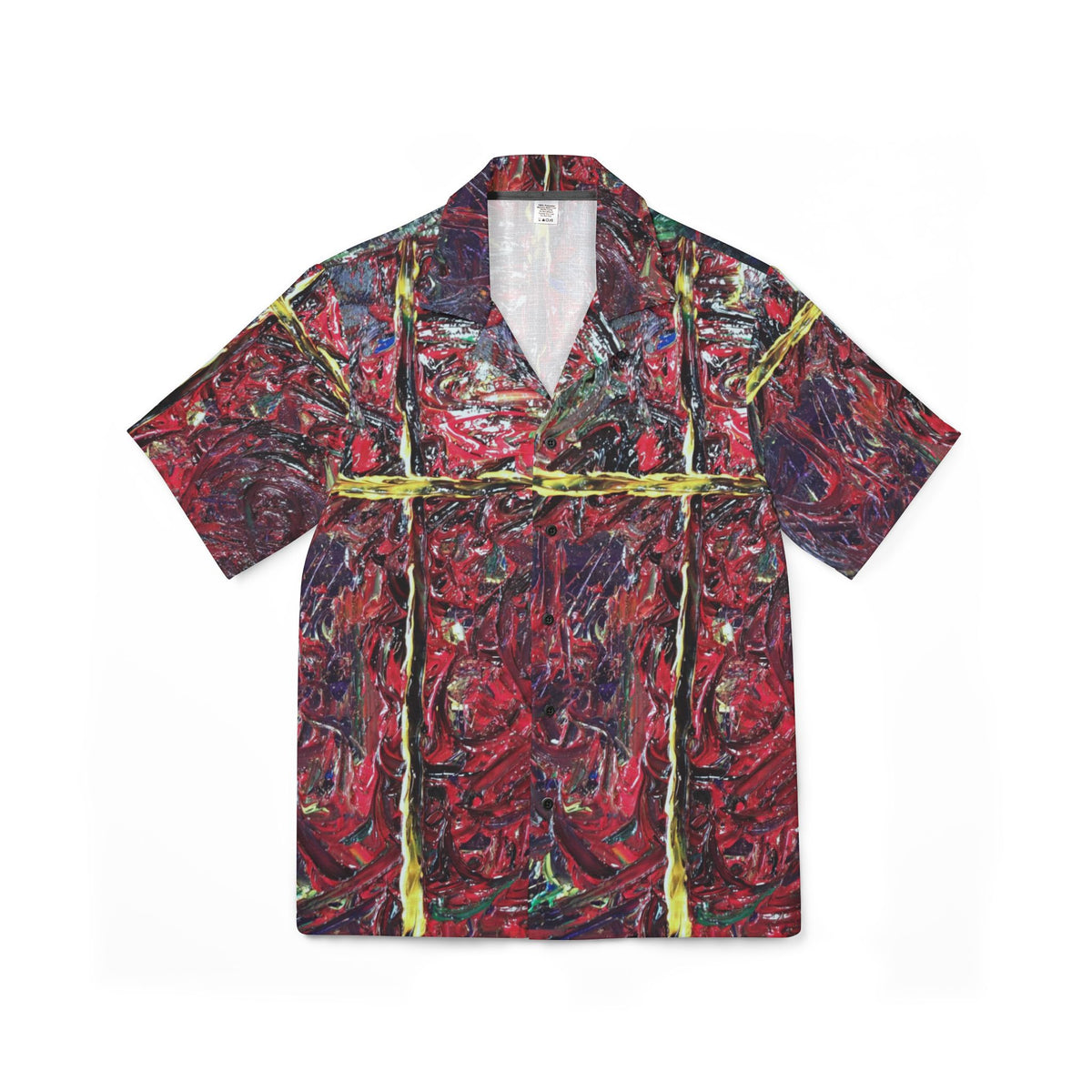 Abstract Red Cross Hawaiian Camp Shirt — Men's Artful AOP Resort Shirt