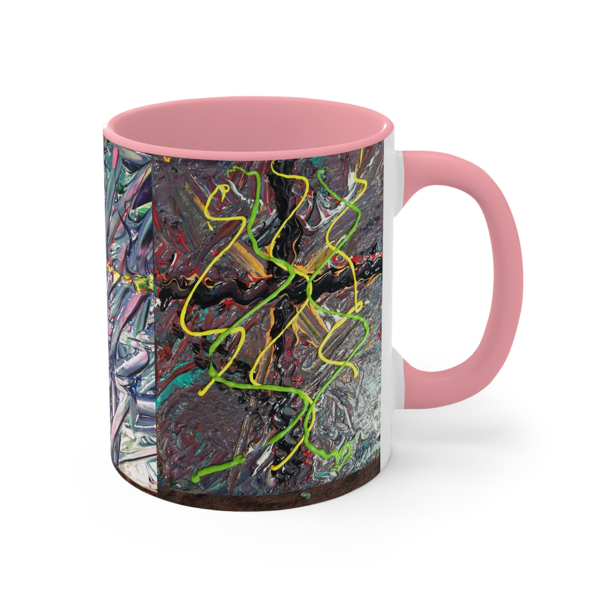 Abstract Cross Accent Mug — Colorful Textured Canvas Ceramic Coffee Cup