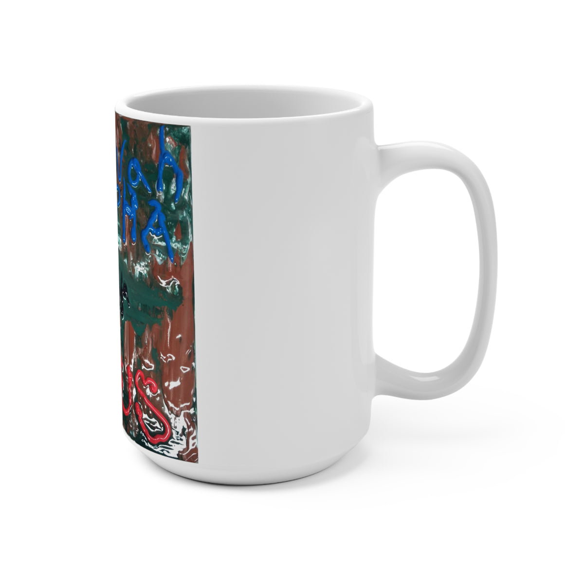15oz Christian Faith Mug — 'Jesus' Colorful Abstract Prayer Design