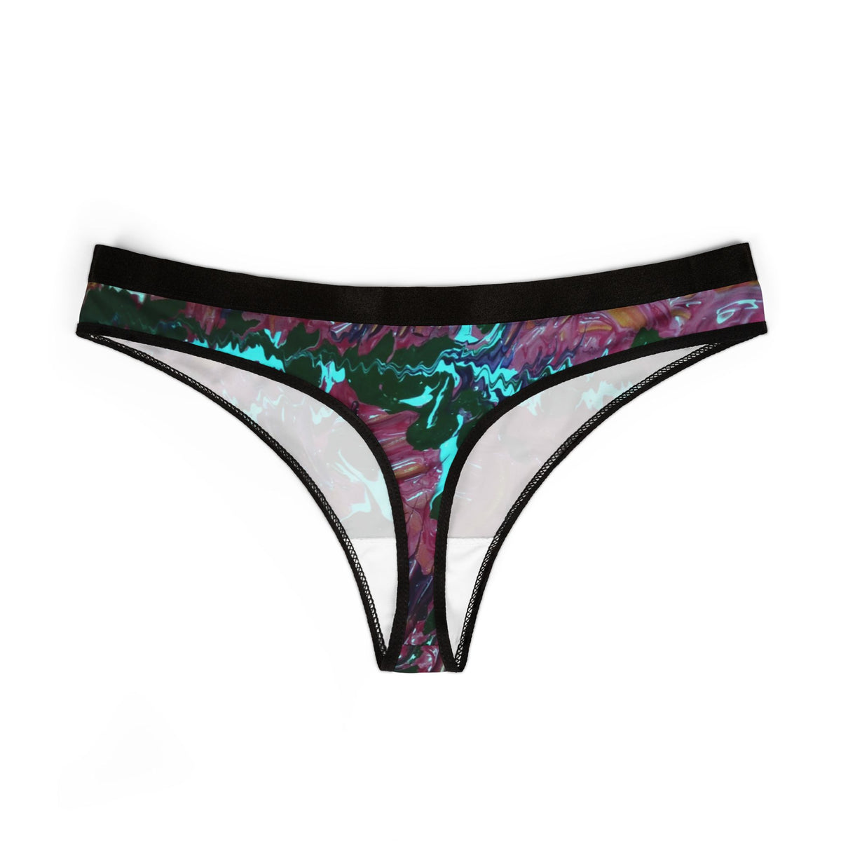 Floral Abstract Women's Thong — Vibrant Watercolor AOP Undergarment