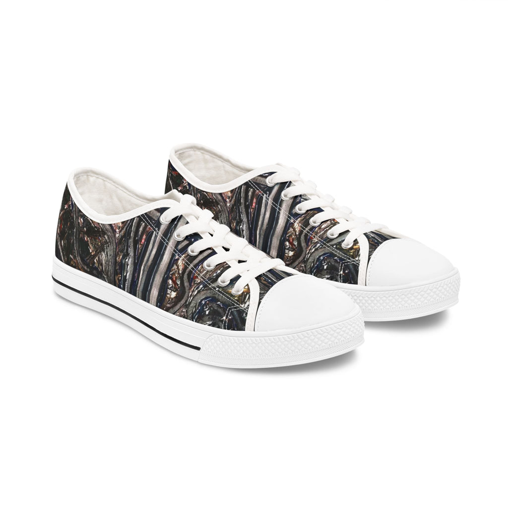 Low Top Sneakers — Distressed Metallic Gothic Pattern