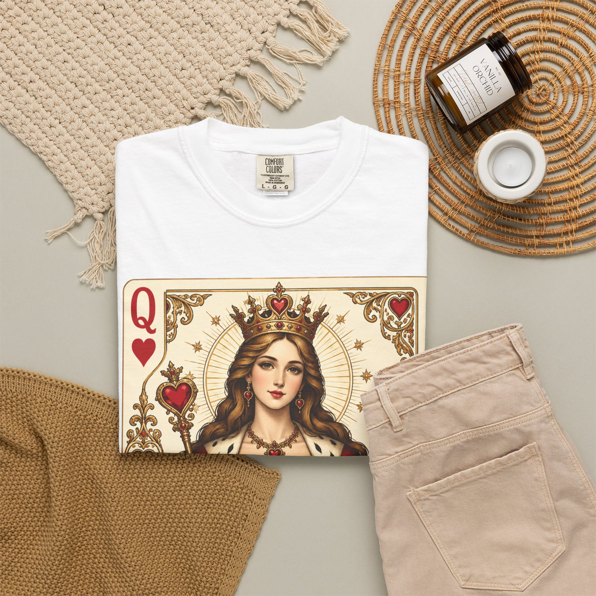 Queen of Hearts Playing Card Graphic T-Shirt