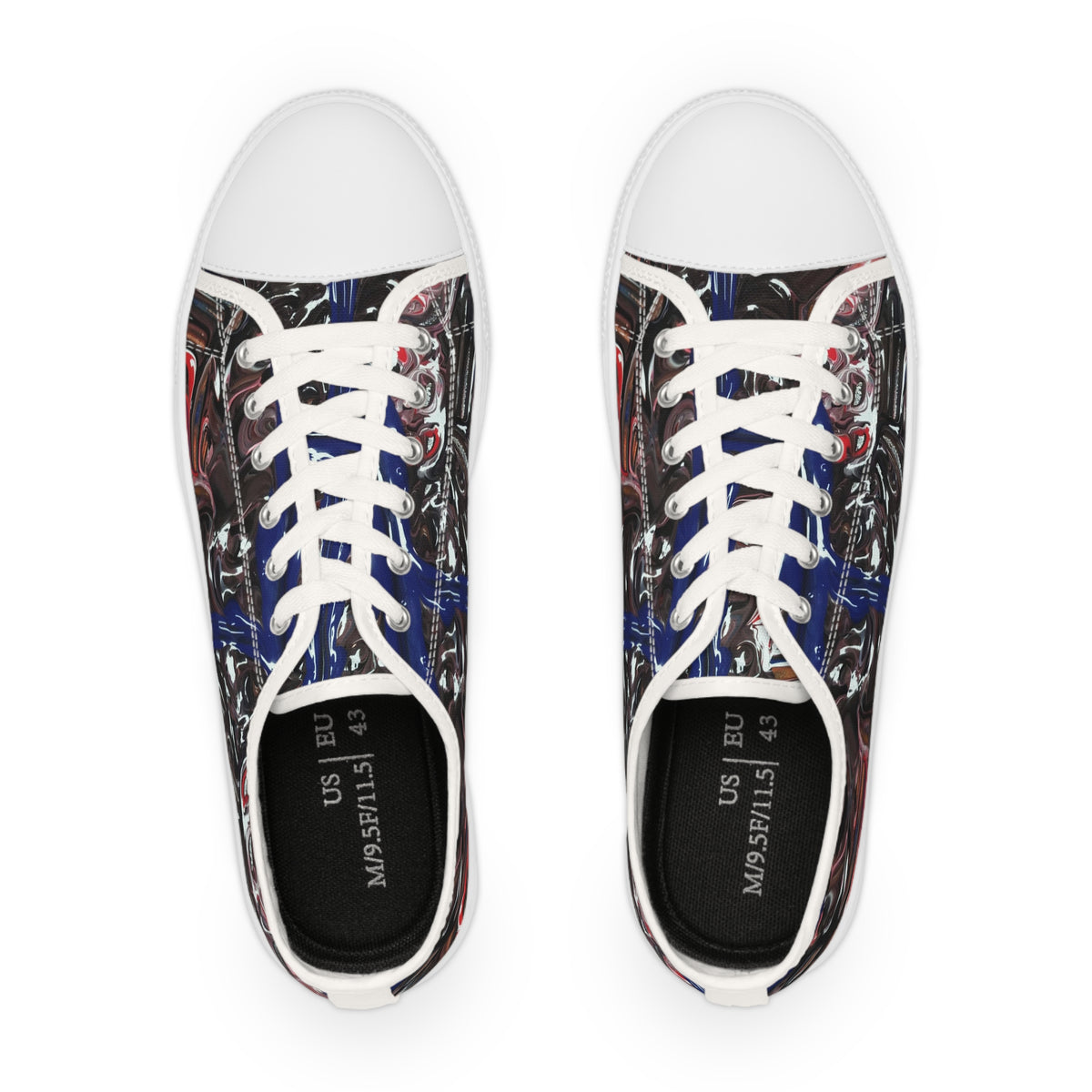 Low Top Sneakers — Dark Abstract Skull Graphic Men’s Canvas Shoes