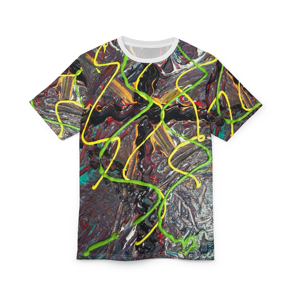 Abstract Neon Drip Tee — All-Over Print Artistic T-Shirt