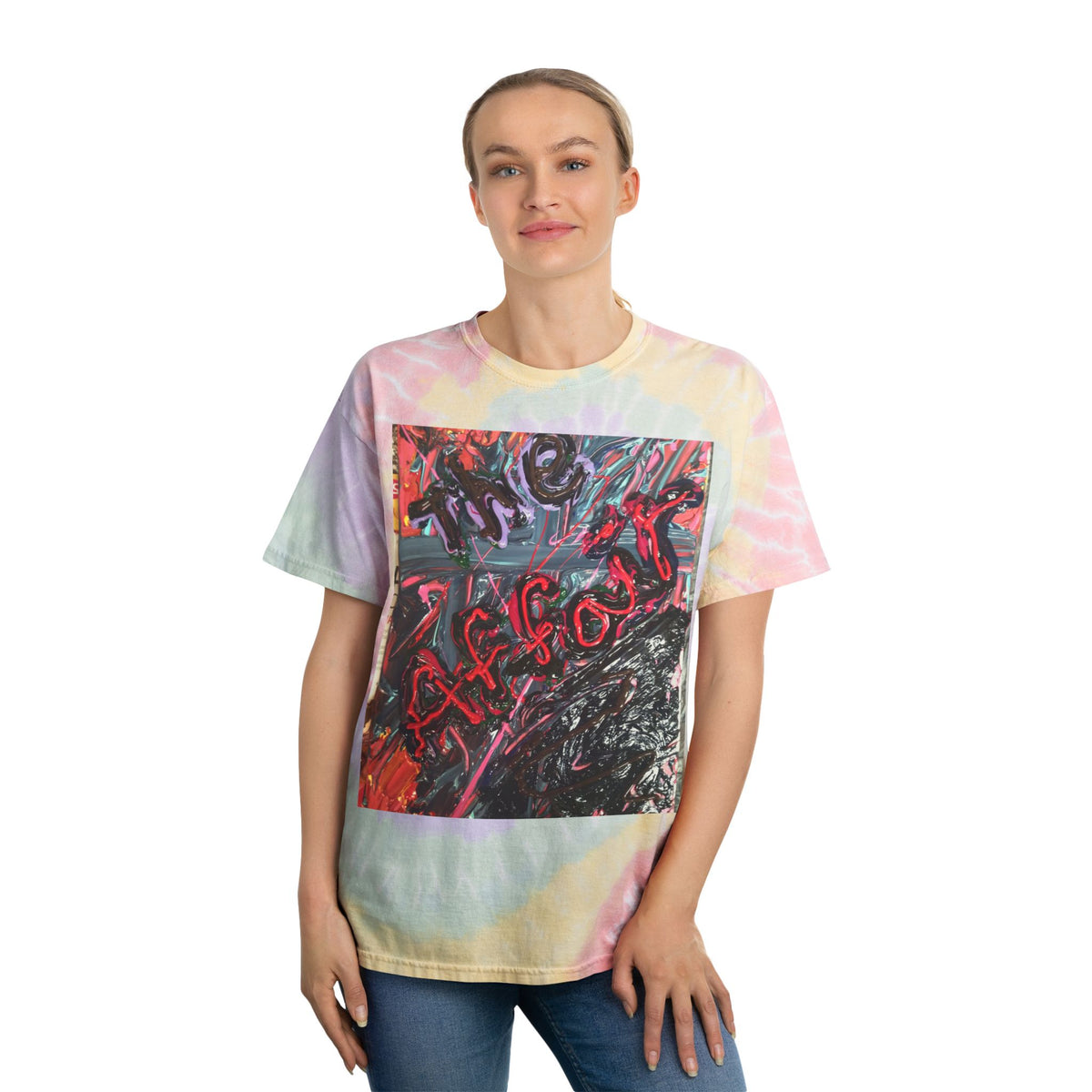 Tie-Dye Spiral Tee with Abstract Graffiti Print