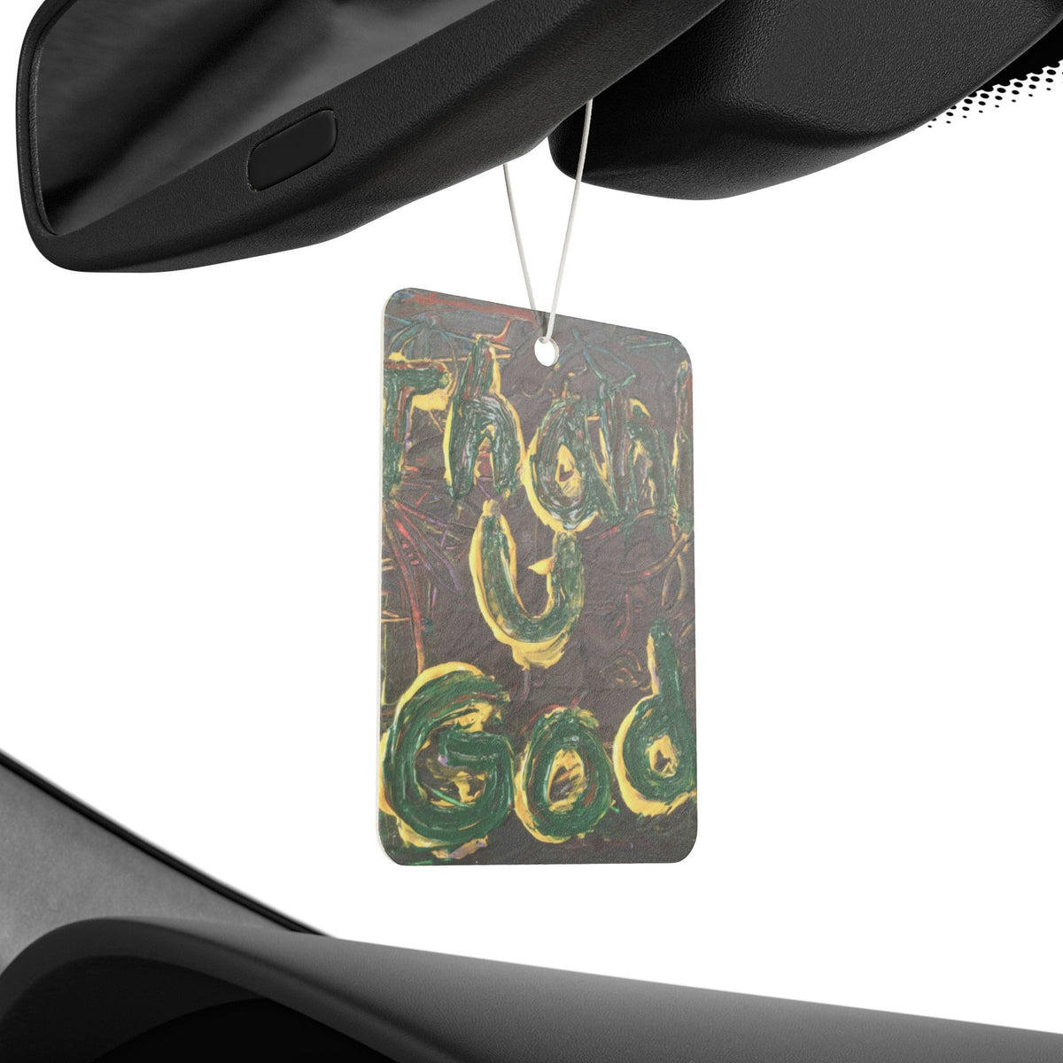 Car Air Freshener — Hand-Painted thank you God Artistic Scent Tag