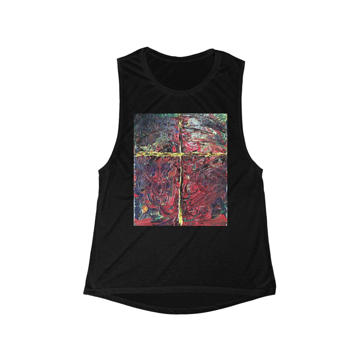 Abstract Cross Painting Women's Tank Top - Colorful Textured Art Muscle Tee