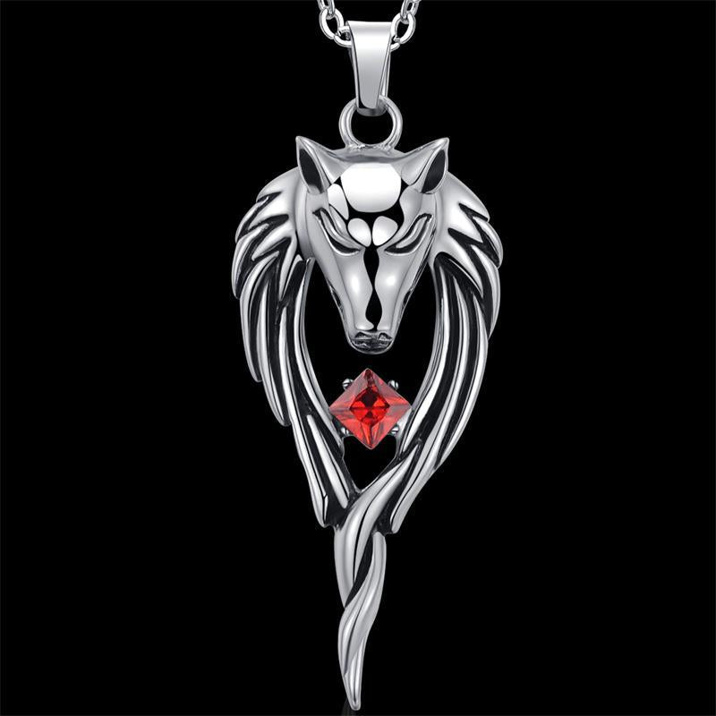 Titanium Steel Wolf Head Pendant Necklace for Men