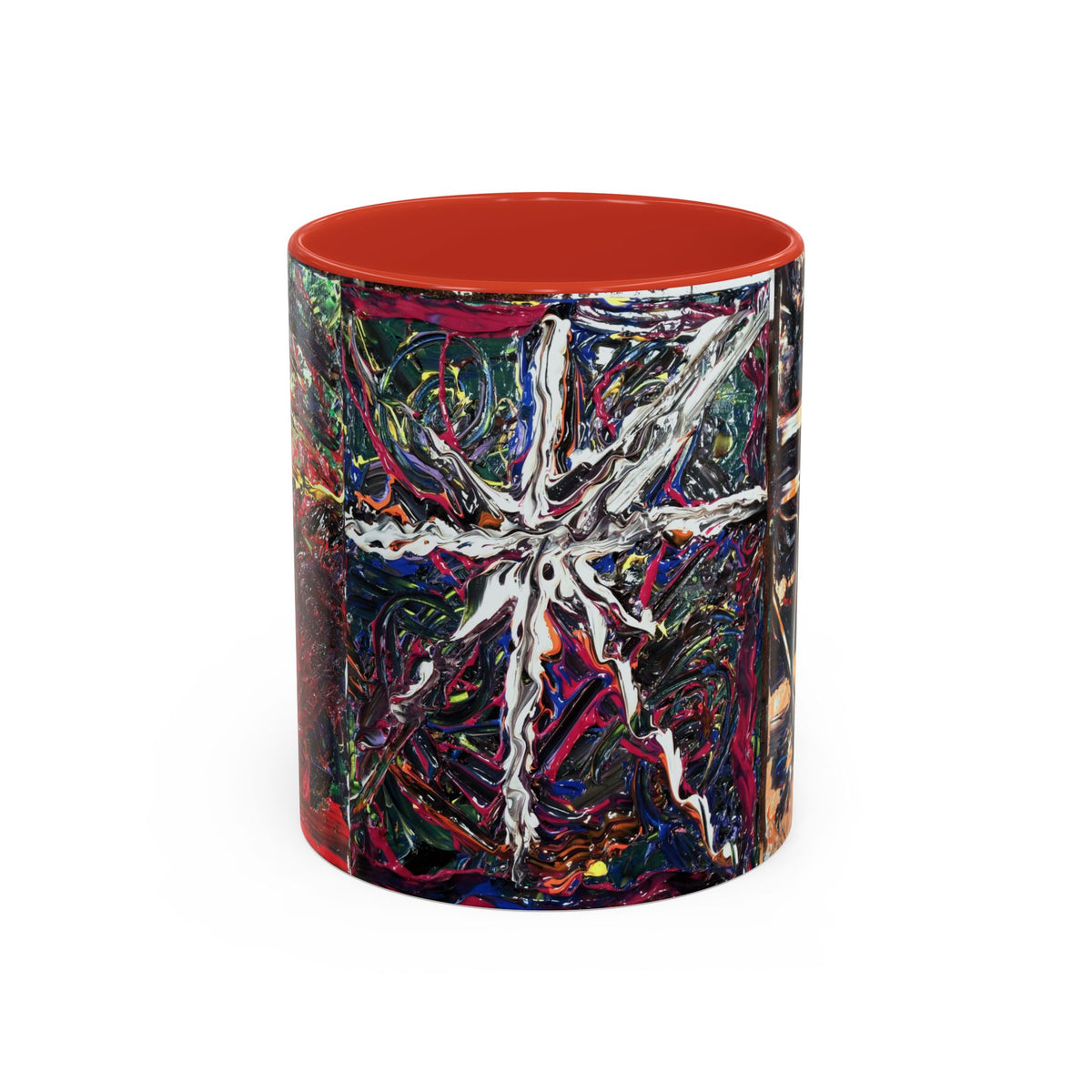 Abstract Starburst Accent Coffee Mug — Colorful Modern Art Ceramic (11/15oz)