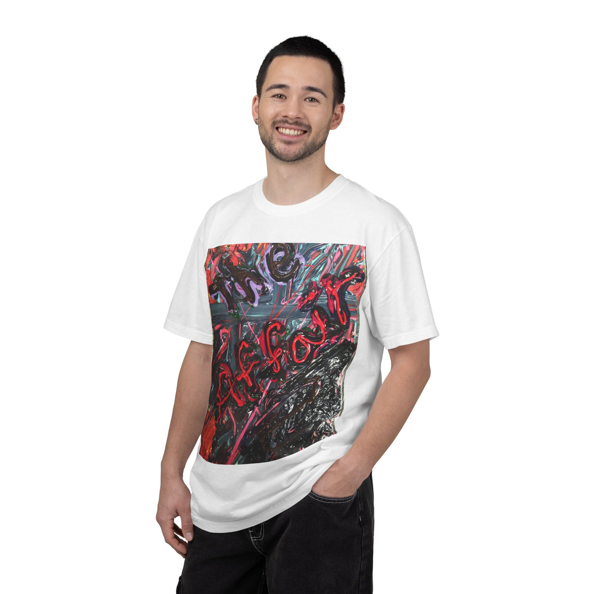 Abstract Graffiti Art T‑Shirt — Bold Red & Black Street Art Design
