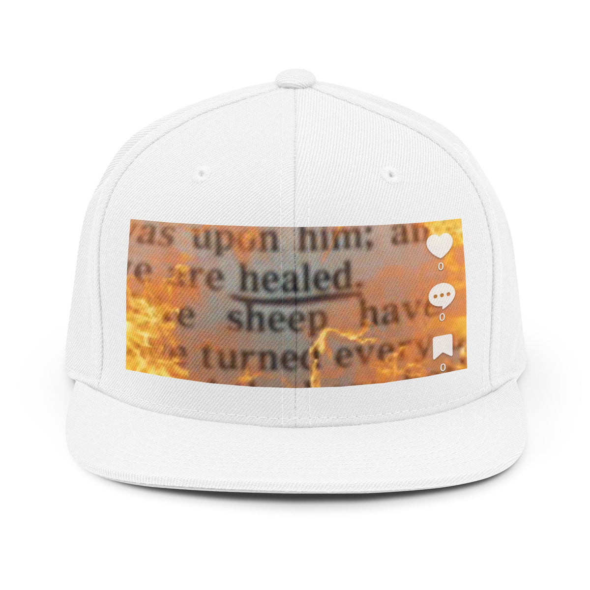 Scripted Flame Snapback Hat — 'Sheep' Text Graphic