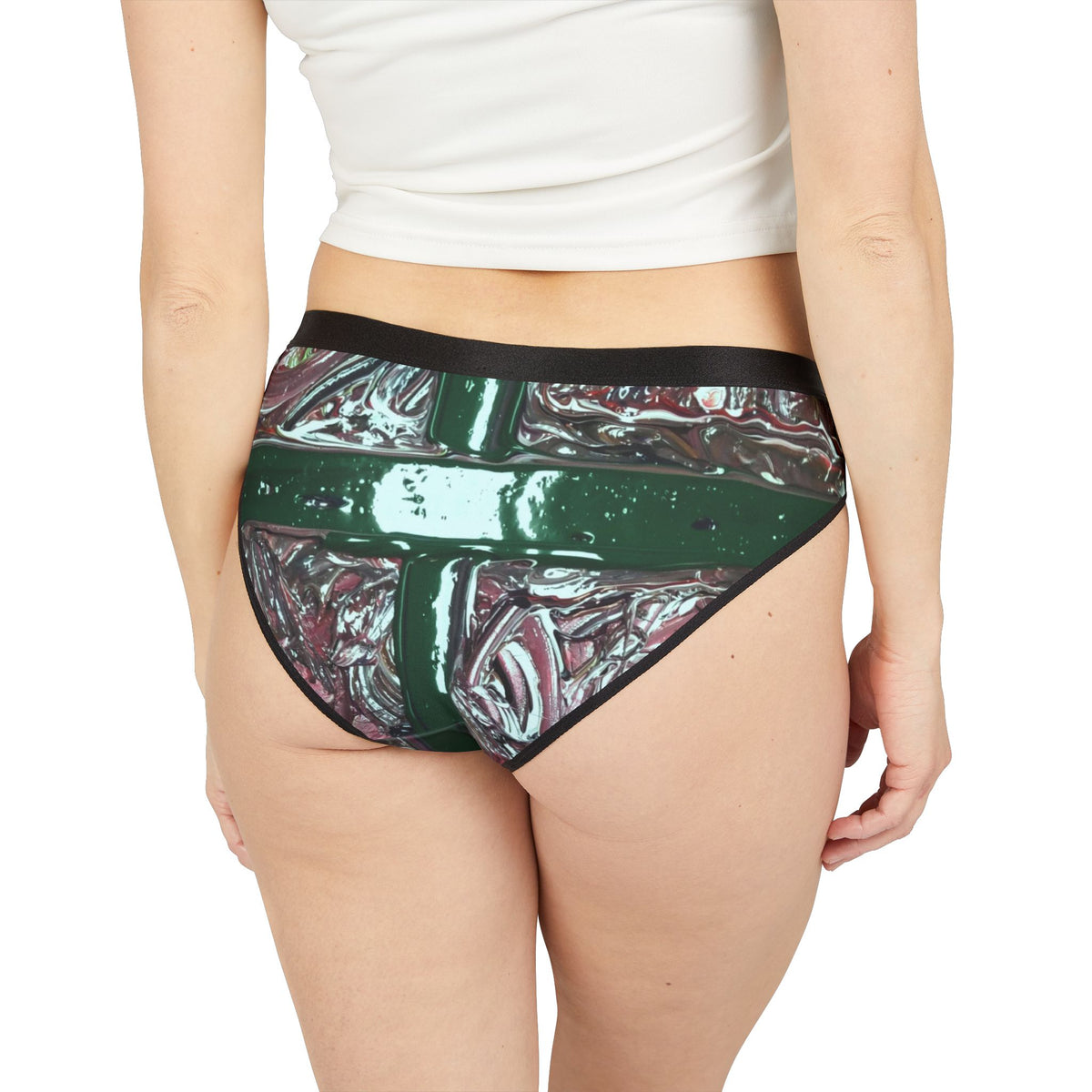 Women's Bikini Underwear - Abstract Green Cross Pattern All-Over Print