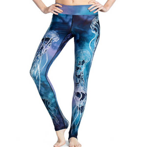 Printed Elastic Yoga Pants for Fitness and Exercise