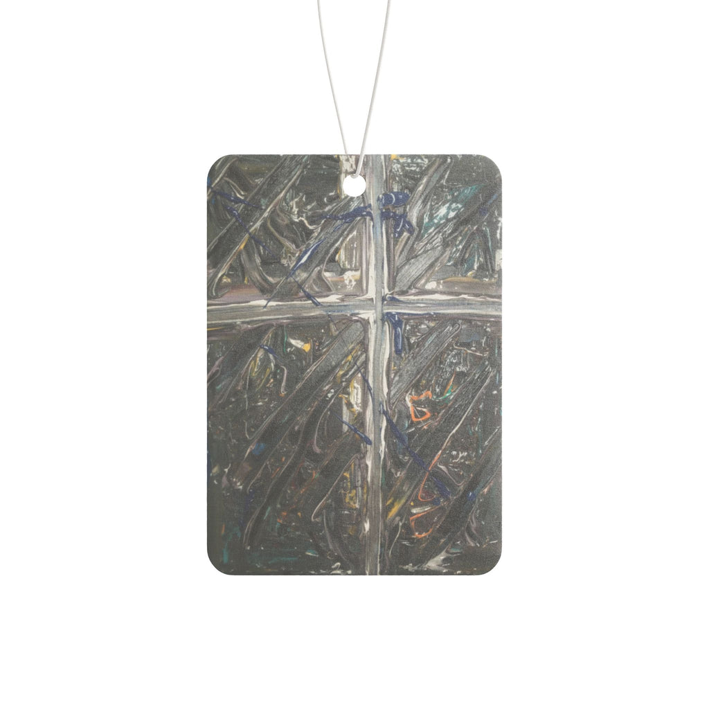 Cross Textured Car Air Freshener — Metallic Abstract Design