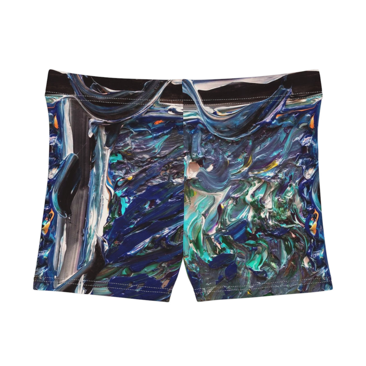 Abstract Ocean Brushstroke Shorts — Women's Art Print Athletic Shorts