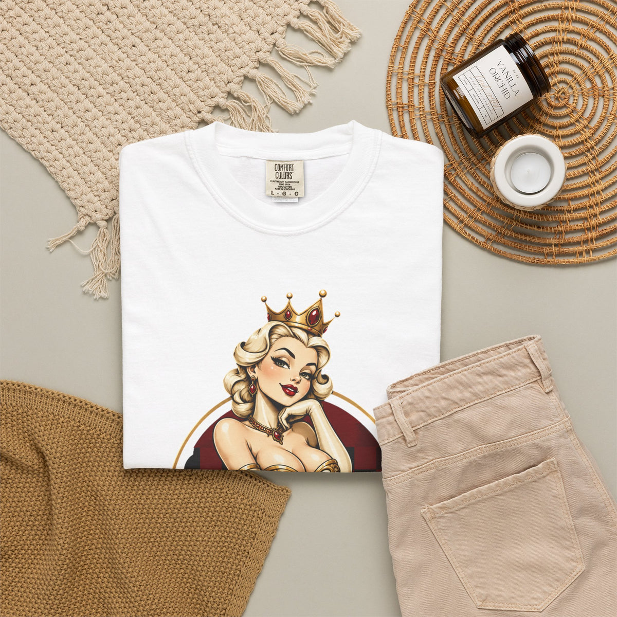 Regal Pin-Up Queen Chess Piece T-Shirt