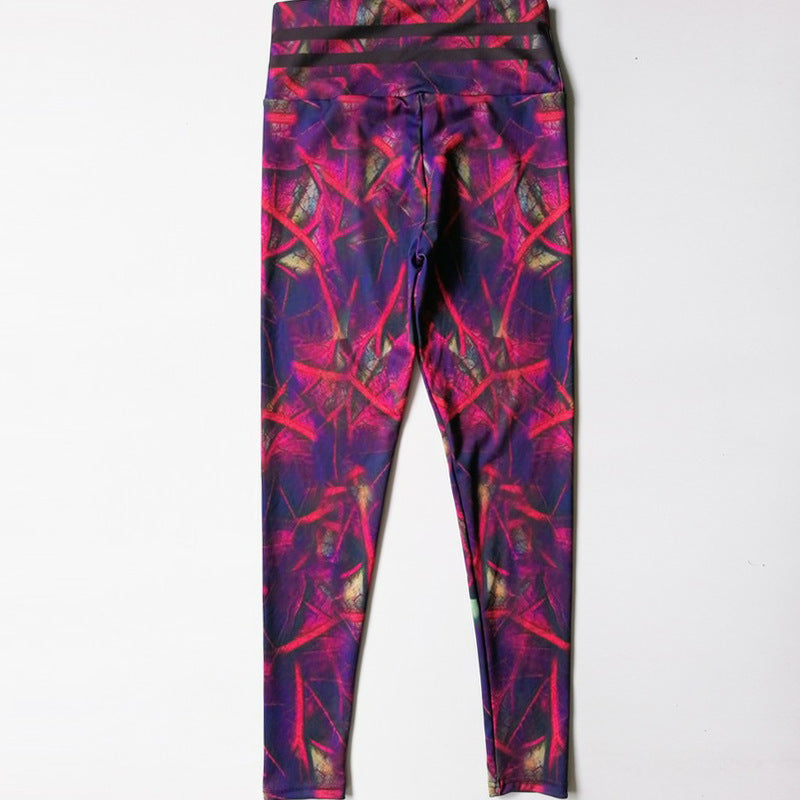 Leaf Print Yoga Leggings for Fitness and Exercise