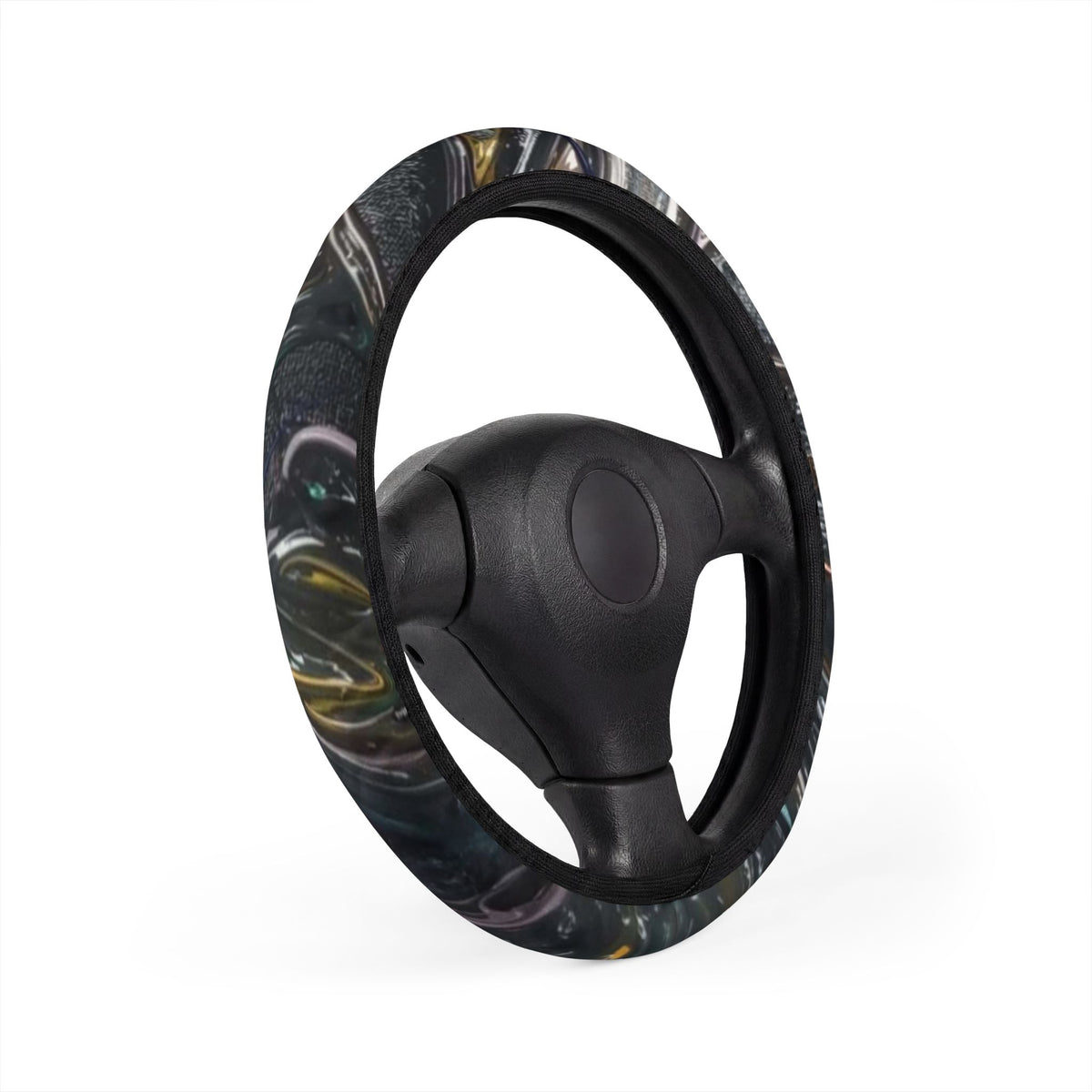 Camouflage Steering Wheel Cover — Black Camo Car Accessory