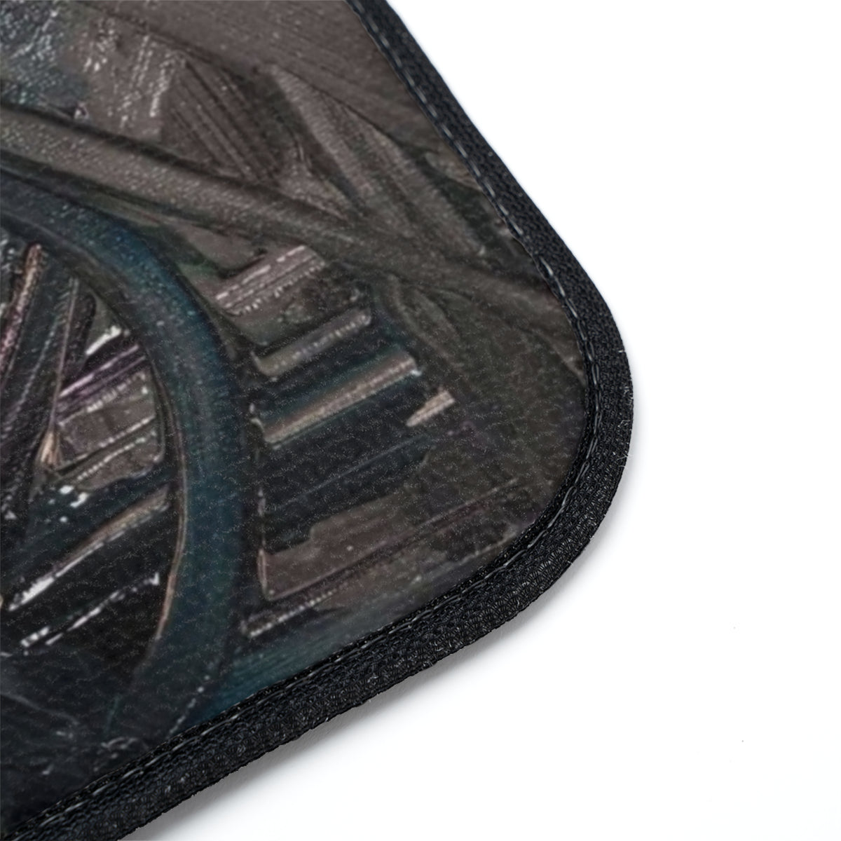 Abstract Industrial Car Floor Mat — Dark Metal Crosshatch Design